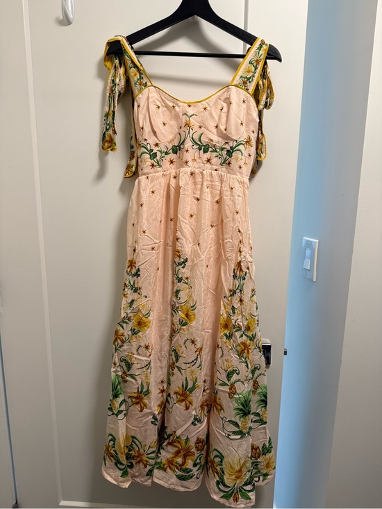 FARM Rio Dresses & Skirts - Peach Floral Tie-Shoulder Maxi Dress